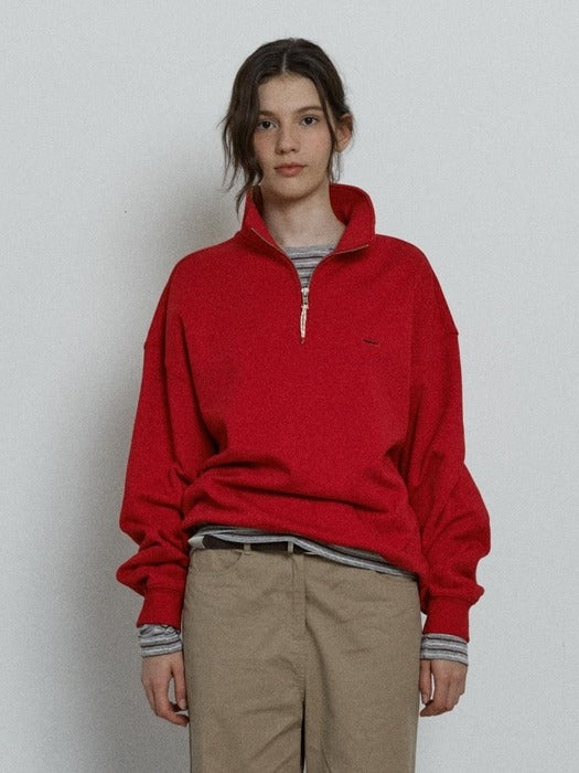 Depound relaxed half zip up sweatshirt - red
