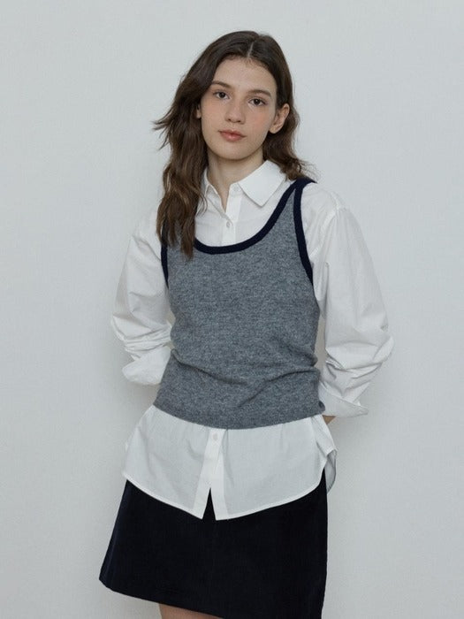 Depound wool sleeveless knit top - grey