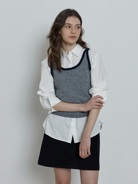 Depound wool sleeveless knit top - grey