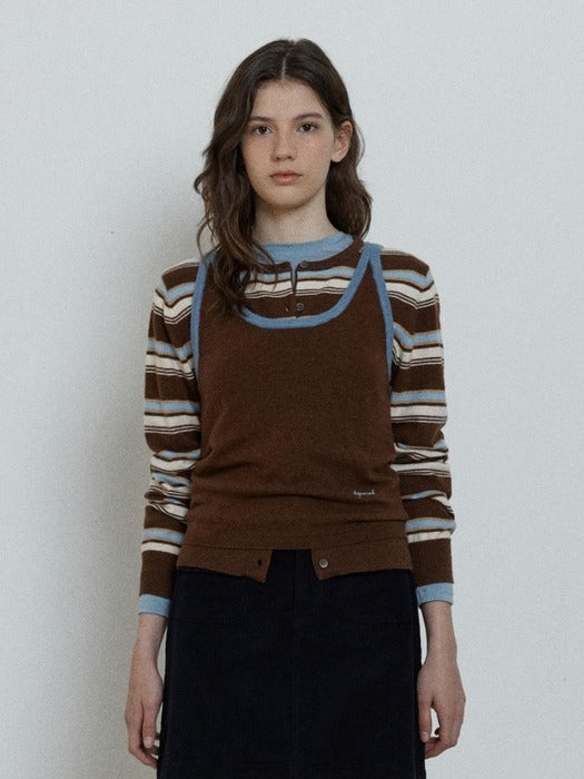 Depound wool sleeveless knit top - brown