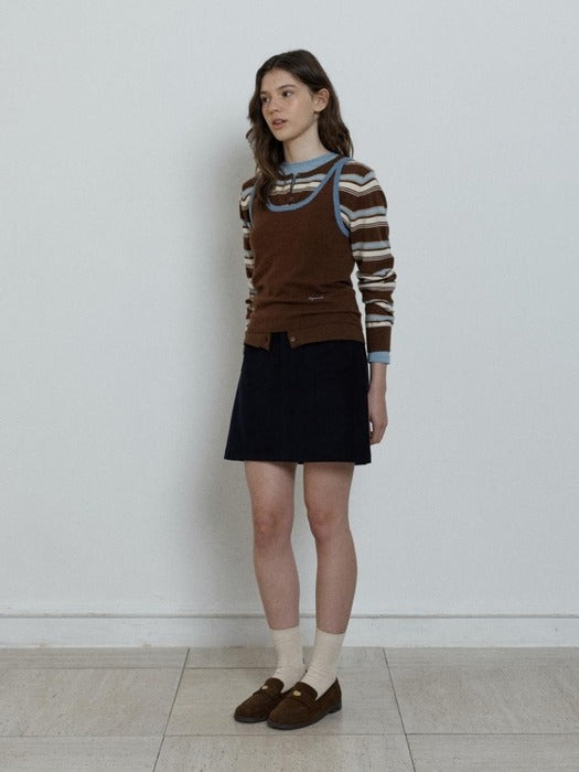 Depound wool sleeveless knit top - brown