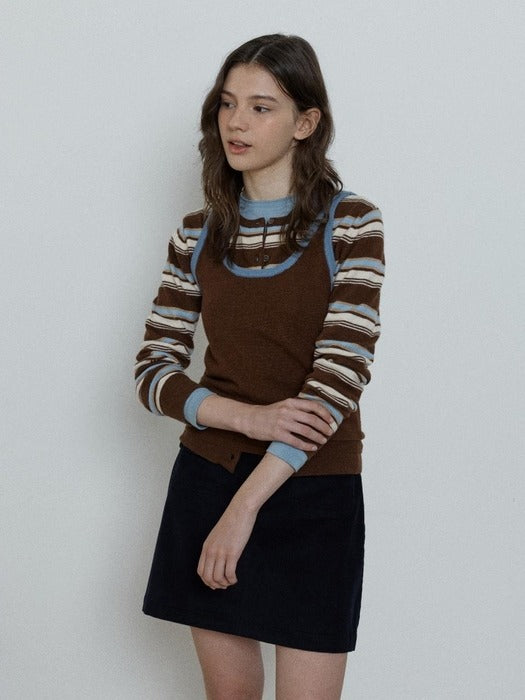 Depound wool sleeveless knit top - brown
