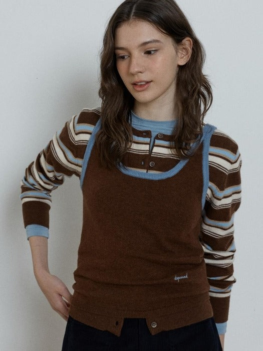Depound wool sleeveless knit top - brown