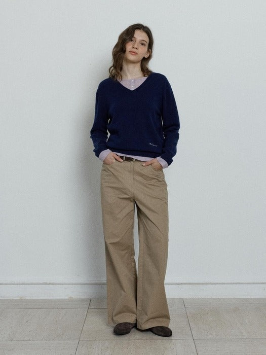 Depound wool v-neck pullover - navy