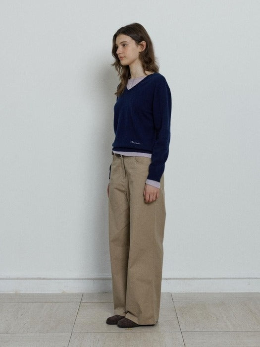 Depound wool v-neck pullover - navy