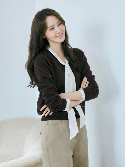 Depound wool v-neck pullover - brown