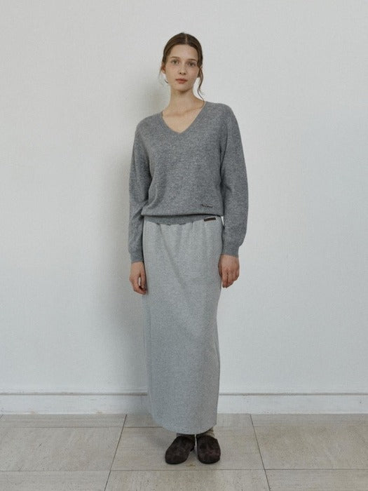 Depound wool v-neck pullover - grey