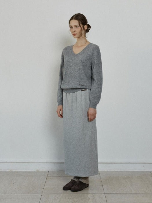 Depound wool v-neck pullover - grey