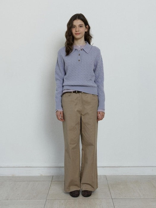 Depound cashmere blend collar cable pullover - lilac
