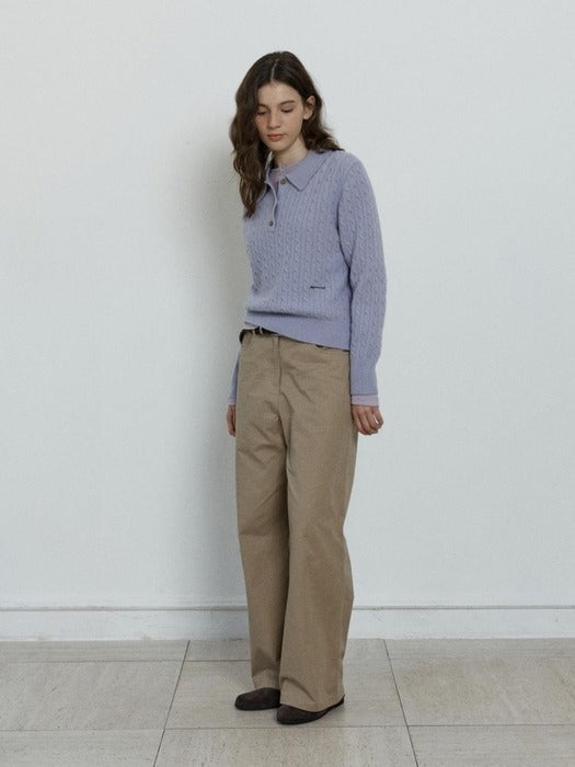 Depound cashmere blend collar cable pullover - lilac