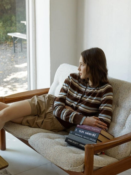 Depound wool stripe knit cardigan - brown