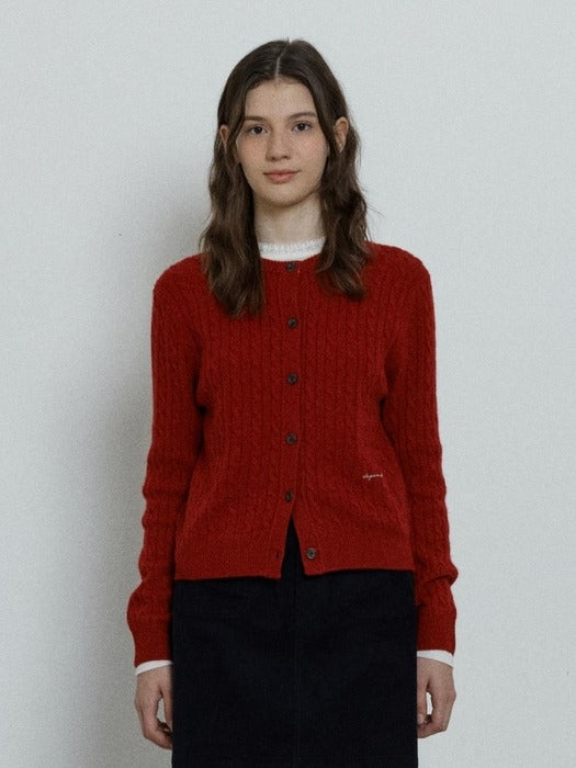 Depound merino wool cable cardigan - red