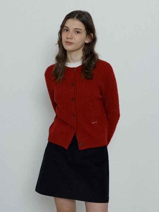 Depound merino wool cable cardigan - red