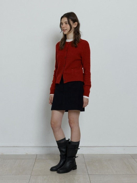Depound merino wool cable cardigan - red