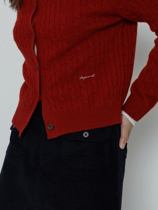 Depound merino wool cable cardigan - red