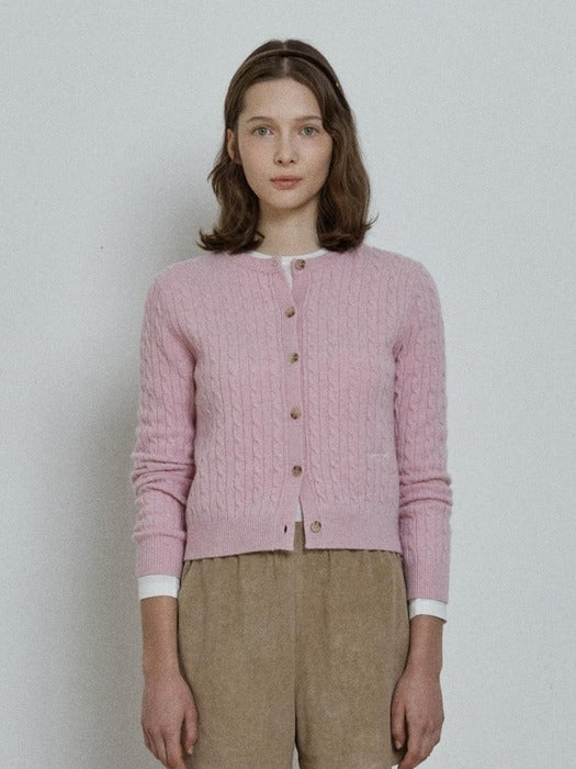 Depound merino wool cable cardigan - pink