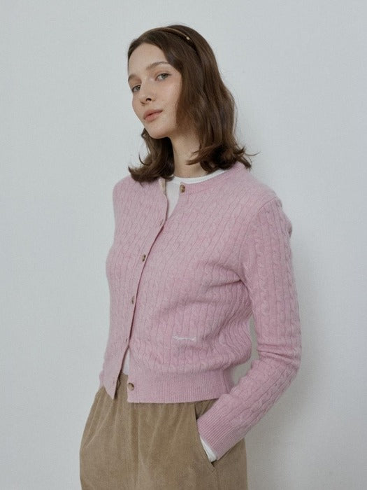 Depound merino wool cable cardigan - pink