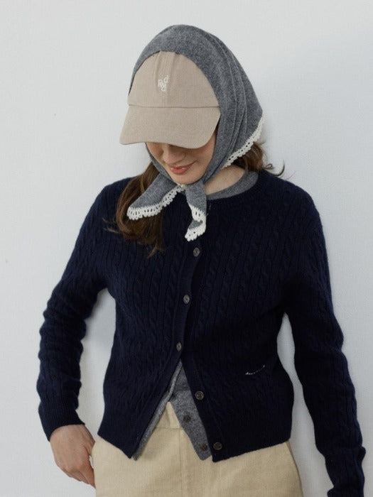 Depound merino wool cable cardigan - navy