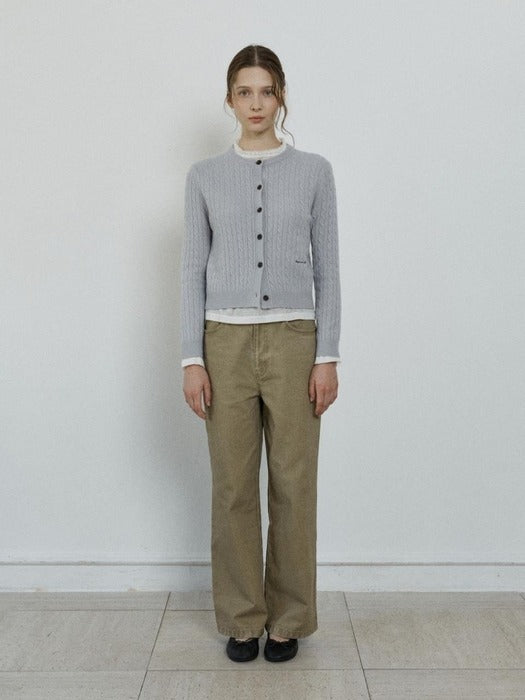 Depound merino wool cable cardigan - grey