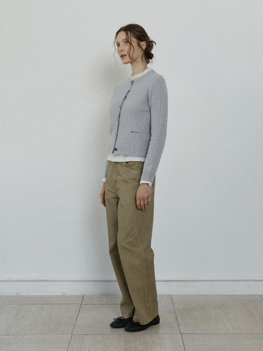 Depound merino wool cable cardigan - grey