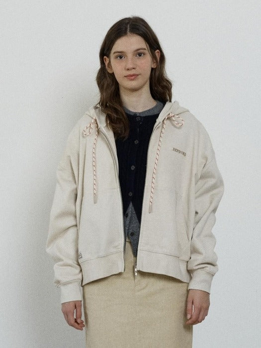 Depound relaxed hood zip up - beige