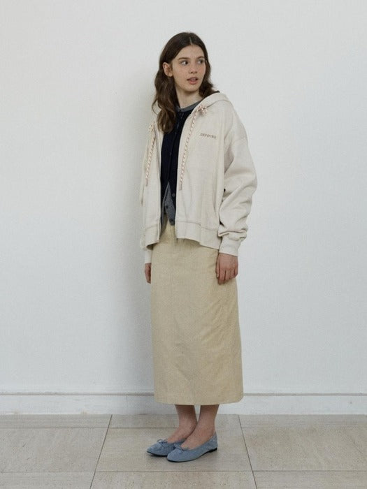 Depound relaxed hood zip up - beige