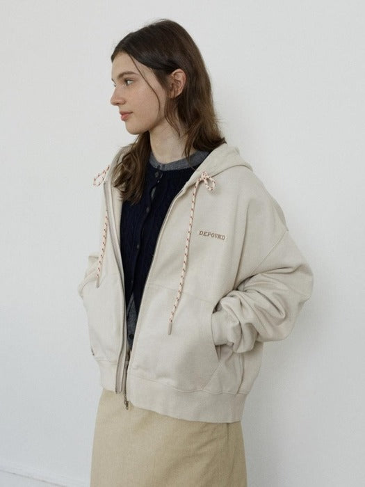 Depound relaxed hood zip up - beige