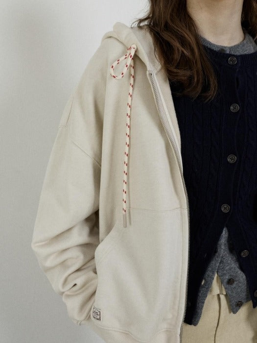 Depound relaxed hood zip up - beige