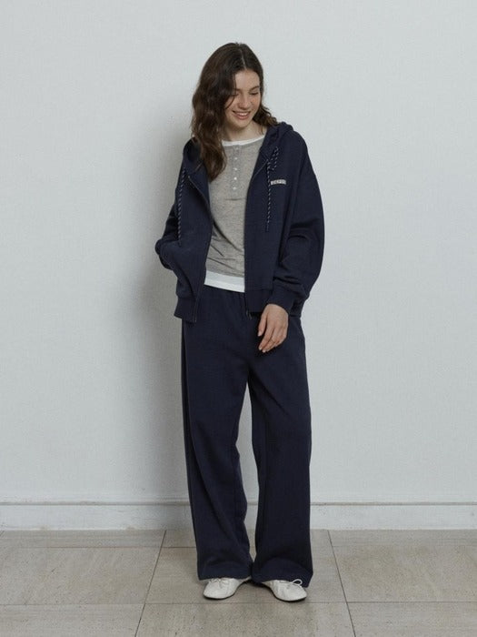 Depound relaxed hood zip up - navy