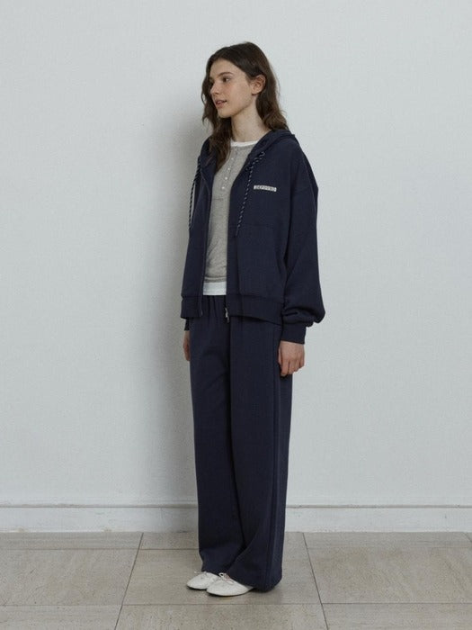 Depound relaxed hood zip up - navy
