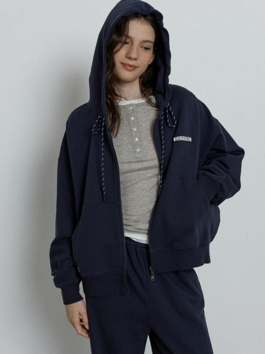 Depound relaxed hood zip up - navy