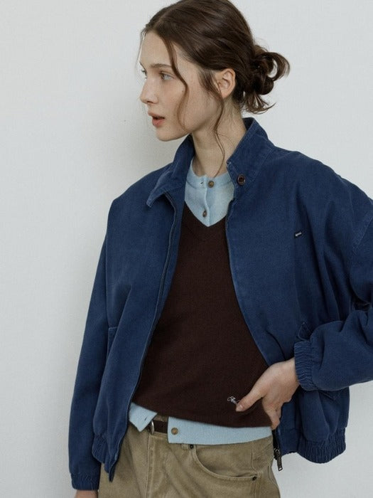 Depound cotton pigment blouson jumper - navy