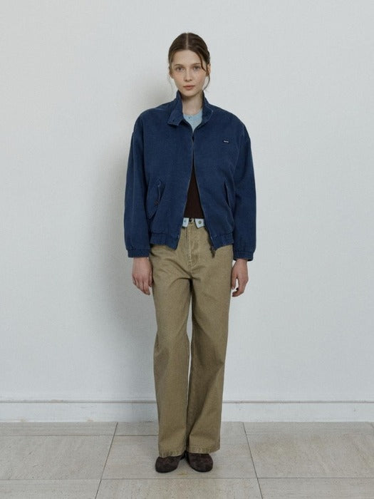 Depound cotton pigment blouson jumper - navy