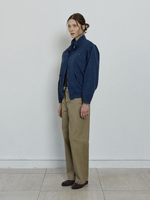 Depound cotton pigment blouson jumper - navy