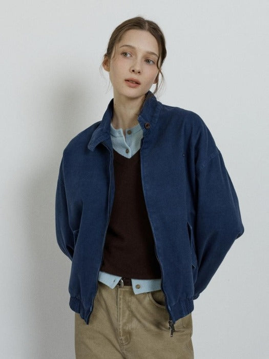 Depound cotton pigment blouson jumper - navy
