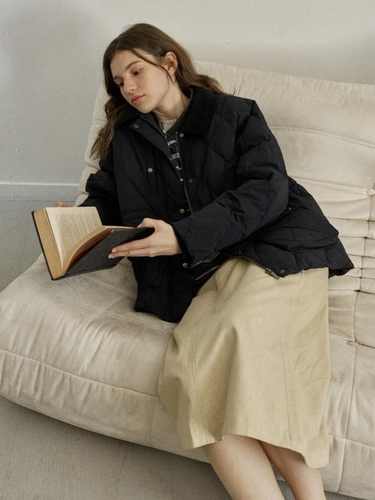 Depound diamond quilted half jacket - black