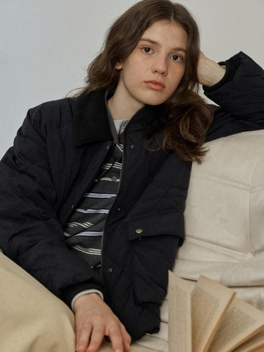 Depound diamond quilted half jacket - black