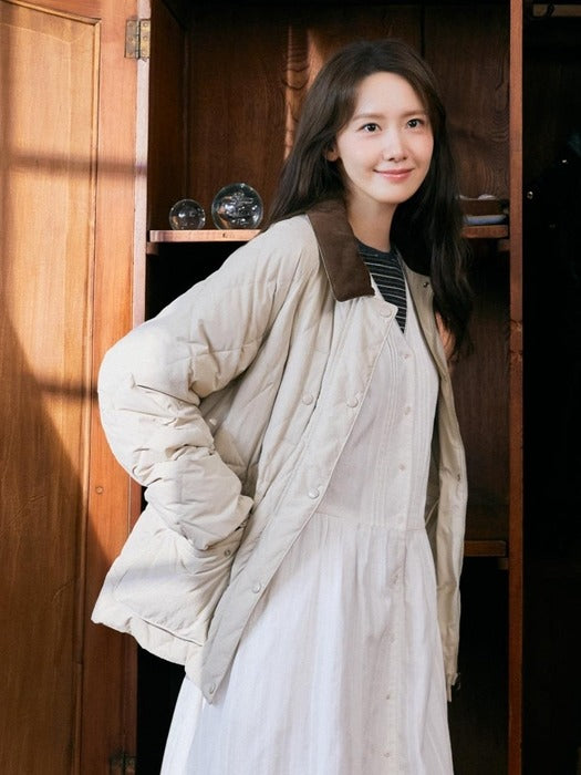 Depound diamond quilted half jacket - beige