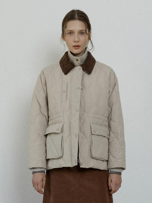 Depound diamond quilted half jacket - beige