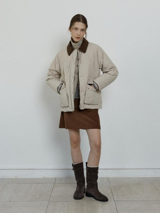 Depound diamond quilted half jacket - beige