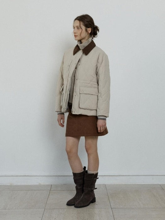 Depound diamond quilted half jacket - beige