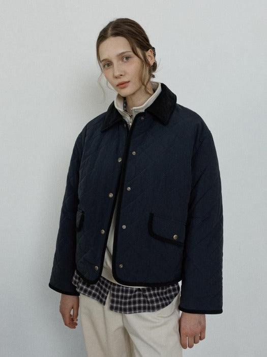 Depound diamond quilted short jacket - dark navy