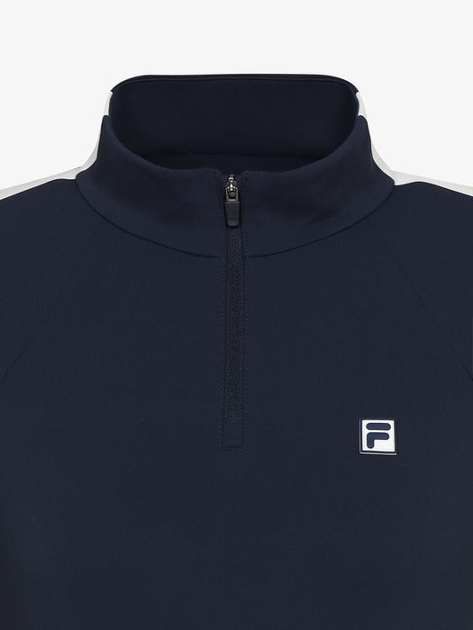 Fila Tennis Slim-Fit Half-Zip Long-Sleeve T-Shirt 472