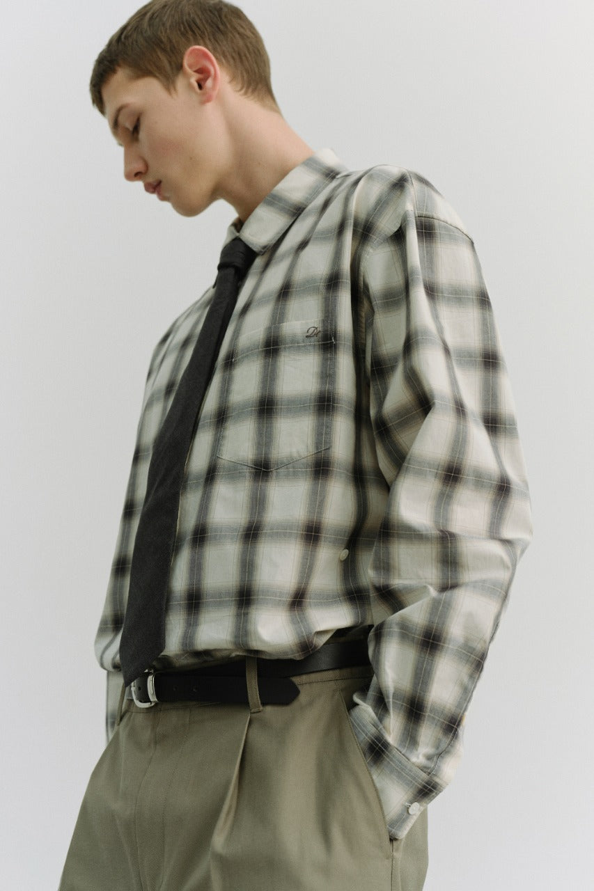 Dunst Unisex 2-Way Oversized Checked Shirt Black Ombre Check