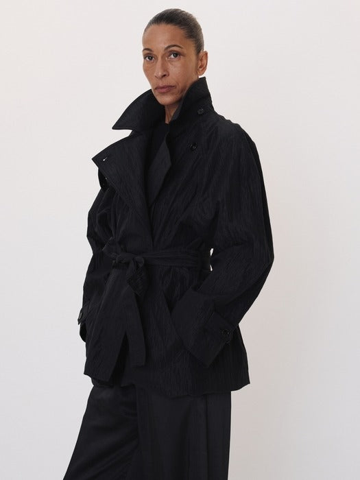 Recto Raglan Sleeve Trench Jacket (Black)