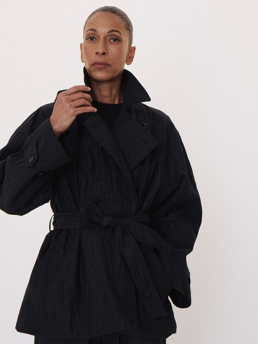 Recto Raglan Sleeve Trench Jacket (Black)