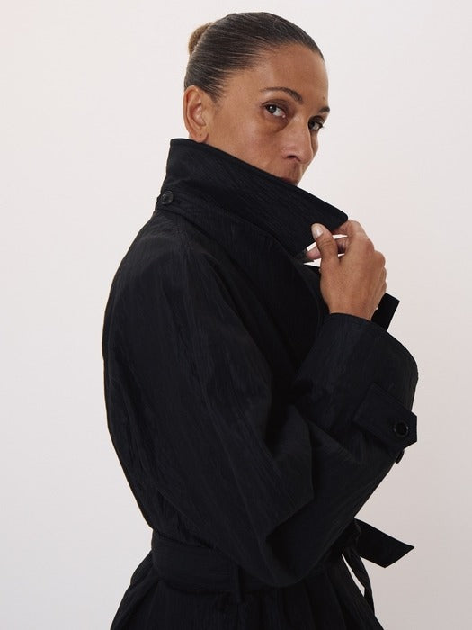 Recto Raglan Sleeve Trench Jacket (Black)
