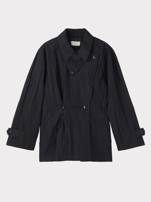 Recto Raglan Sleeve Trench Jacket (Black)