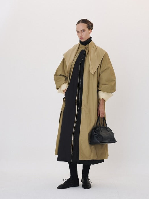Recto Detachable Scarf Trench Coat (Khaki Beige)