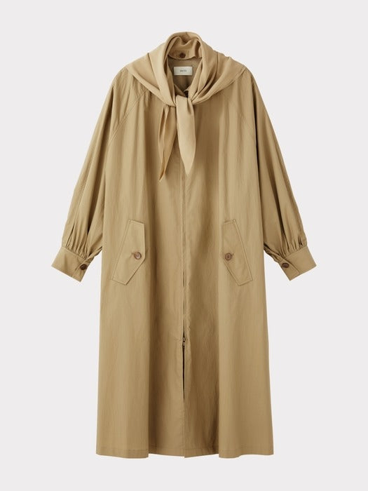 Recto Detachable Scarf Trench Coat (Khaki Beige)